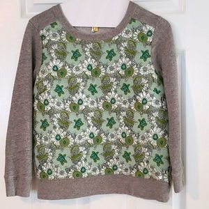 JCrew Floral Brocade Sweatshirt Sea Green